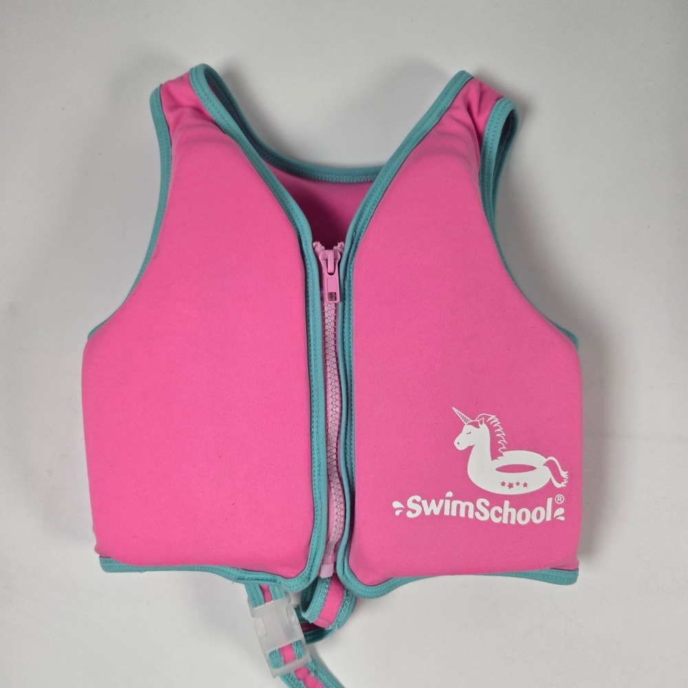 SwimSchool Swim Training Vest Girls S/M 2-4 Pink Flotation Safety Life Jacket